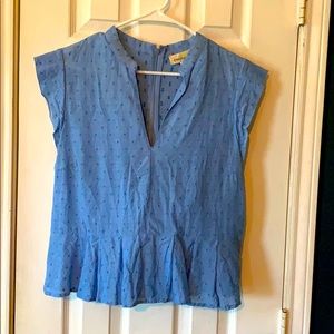 Anthropologie Swiss dot ruffle blouse